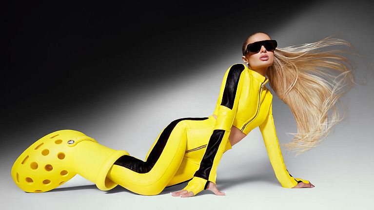 A novelty shoe too far? Paris Hilton models MSCHF's eyebrow-raising collab with Crocs
