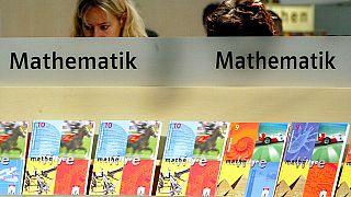 Mathematics-books on show at the Didacta education fair in Cologne, the largest of its kind in Europe