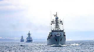 A Russian naval exercise in the Black Sea, 2021.
