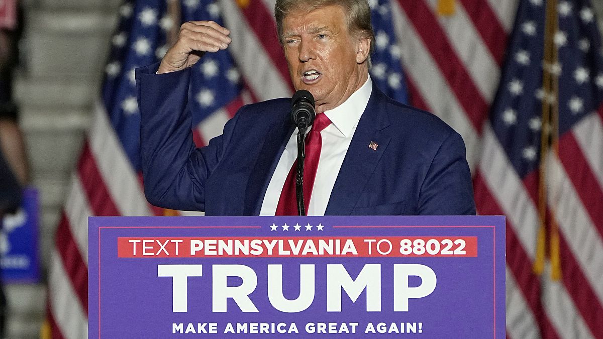 Donald Trump fala durante comício da sua campanha às presidencias de 2024, no sábado passado (29 de julho).