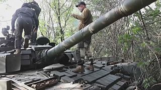 Ukrainian mechanics fixing a T80 tank to get it back on the battlefield.