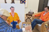 David Hockney painting Harry Styles