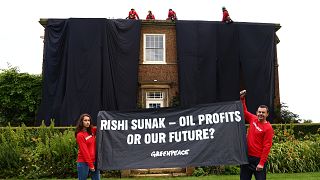 Protest gegen Ölförderung in der Nordsee vor dem Haus von Rishi Sunak