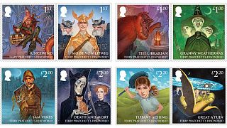 The stamps celebrate Terry Pratchett's defining work, the Discworld saga.