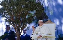 Pope Francis addressses the students of the Portuguese Catholic University in Lisbon.