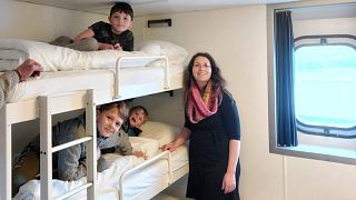 Inside our five-bed cabin on the DFDS ferry from Newcastle to Amsterdam.