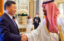 Hszi Csin-ping kínai elnök és Mohammad bin-Szalmán szaúdi koronaherceg, Dzsidda, 2022. december 10.