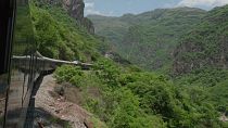 The 350 kilometre train route takes 10 hours to travel through the stunning Copper Canyon.