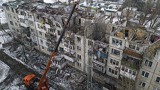 Des immeubles d'habitation dévastés par les frappes russes