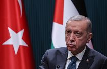 الرئيس التركي رجب طيب أردوغان في المجمع الرئاسي في أنقرة.