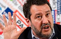 Italian Infrastructure Minister Matteo Salvini speaks during a press conference at the Foreign Press Club in Rome, Tuesday, April 4, 2023.