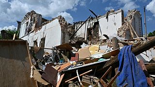 Prédio destruído em maio, em Kupiansk