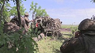 Russische Soldaten an der Front im Osten der Ukraine