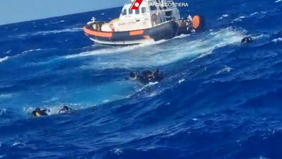 This handout photograph taken on August 5, 2023 by Italian Coastguard (Guardia Costeria) and released on August 6, 2023.