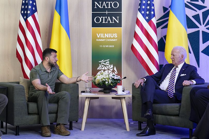 Zelenszkij és Biden a NATO vilniusi közgyűlésén, 2023 június