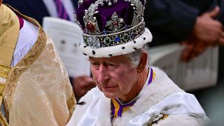 ملك بريكانيا تشارلز الثالث خلال مراسم تتويجه في أيار/مايو 2023