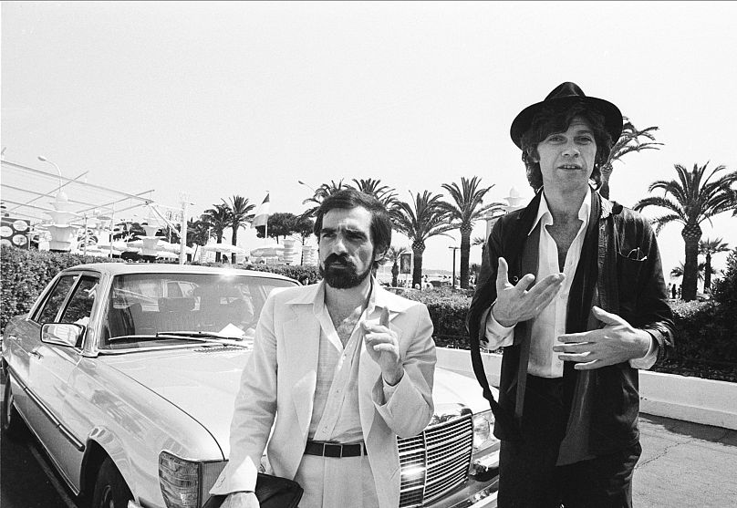 Director Martin Scorsese, left, and Robbie Robertson attend the 31st Cannes International Film Festival, in Cannes, France, where they will present "Last Waltz" in 1978