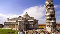 The Leaning Tower of Pisa, right, and the Duomo basilica at celebrations marking its restoration.