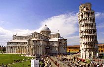 The Leaning Tower of Pisa, right, and the Duomo basilica at celebrations marking its restoration. 
