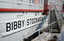 A view of the Bibby Stockholm accommodation barge, which can house up to 500 asylum seekers, at Portland Port in Dorset, England