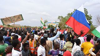 خلال الاحتجاج بالقرب من القاعدة العسكرية الفرنسية في النيجر