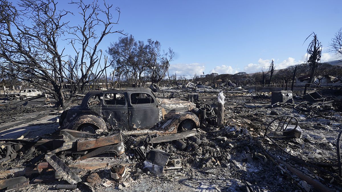 Los daños causados por un incendio forestal, el 12 de agosto de 2023, en Lahaina, Hawái.