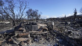 Los daños causados por un incendio forestal, el 12 de agosto de 2023, en Lahaina, Hawái.