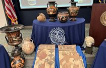 Some of the 266 antiquities returned from the United States to Italy