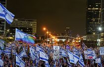 Az igazságügyi reform elleni tüntetés Tel Avivban