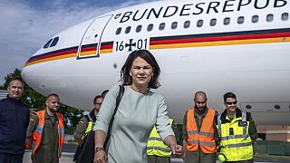 Arşiv: Almanya Dışişleri Bakanı Annalena Baerbock'un, New York'tan Almanya'nın Bonn kentine varışı.  18 Temmuz 2023