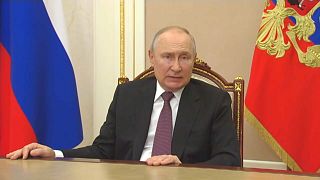 Russian President Vladimir Putin in a pre-recorded video link address on August 15, 2023, Moscow, Russia