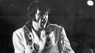 Elvis Presley thrills the crowd at the Astrodome witth his 45-minute show at the rodeo Friday, Feb. 27, 1970