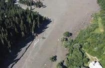 Aluimento de terra na estância turística de Shovi, em Racha, na Geórgia, 3 de agosto de 2023