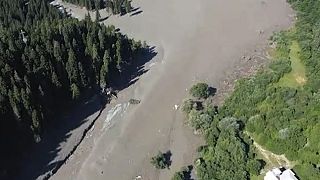 Aluimento de terra na estância turística de Shovi, em Racha, na Geórgia, 3 de agosto de 2023