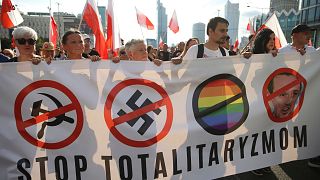 حامیان جنبش راست افراطی ملی-رادیکال، در مراسم بزرگداشت قیام ورشو لهستان-اوت ۲۰۲۲