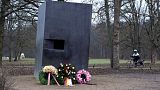 Wreaths have been laid in front of the Memorial to Homosexuals Persecuted Under Nazism in Berlin.