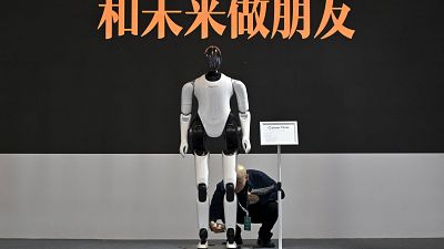 صورة لروبوت Xiaomi في مؤتمر الروبوت العالمي 2023 في بكين، الصين، الأربعاء 16 أغسطس 2023.