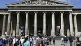 Visitors walk outside the British Museum in Bloomsbury, London