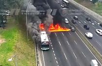 CCTV footage of bus in flames