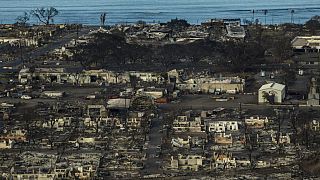 La ville de Lahaina, sur l'île de Maui, réduite en cendres après les incendies.