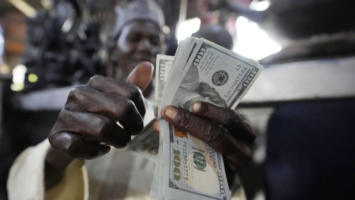 Nijerya'nın Lagos kentinde para sayan bir kişi 