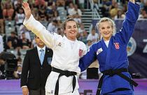 Finale 100% croate entre Barbara Matic et Lara Svjetko en -70 kg, à Zagreb, samedi 19 août 2023.