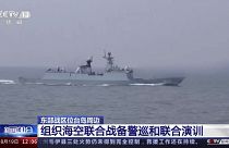 En esta imagen tomada de un vídeo de la CCTV china, un buque de guerra chino realiza ejercicios en una zona cercana a Taiwán el sábado 19 de agosto. 2023.