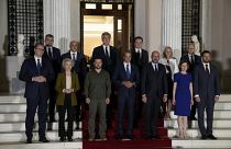 Foto de los líderes que estuvieron presentes durante la cumbre Balcanes-Ucrania en Atenas, Grecia. 21/08/2023