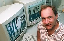 Tim Berners-Lee, 43, director of the World Wide Web Consortium at the Massachusetts Institute of Technology in Cambridge, Mass., poses in his office Monday, June 1, 1998.