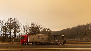 Καμμένο φορτηγό από τις πυρκαγιές στον Έβρο