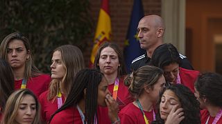 İspanya Futbol Federasyonu Başkanı Luis Rubiales, Dünya Kupası kazanan milli takım oyuncularıyla