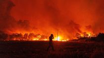 Flames burn a forest during a wildfire in Avantas, near Alexandroupolis, Greece, 21 August 2023. Flames burn a forest during a wildfire in Avantas, near Alexandroupolis, Greece, 21 August 2023.