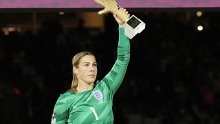 Victory for Mary Earps: The star goalkeeper poses with her Golden Glove award