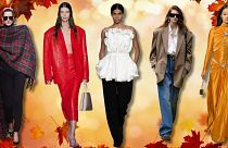 Top trends: XXL scarves at Saint Laurent, red everything at Prada, peplums at Tove, quiet luxury at Gucci and pleats at Paco Rabanne